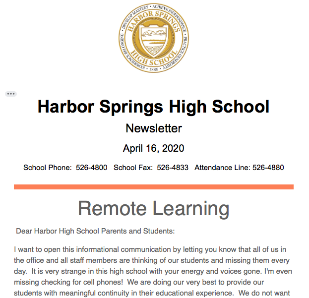 High School Harbor Springs Public Schools